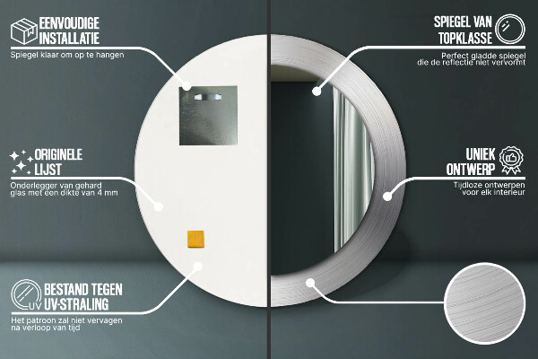 Round wall mirror design Shiny steel