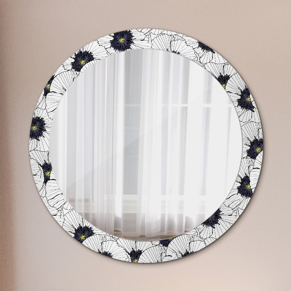 Round wall mirror design Linear flowers composition