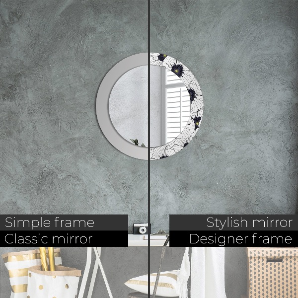Round wall mirror design Linear flowers composition