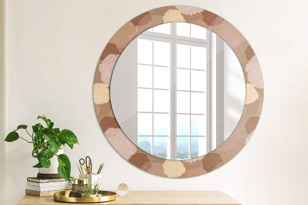 Round printed mirror Roses composition