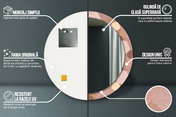 Round printed mirror Roses composition