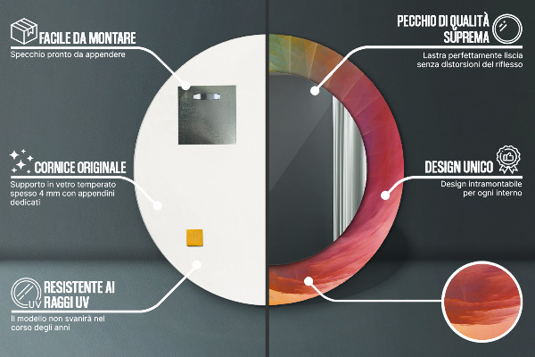 Round printed mirror Hypnotic spiral