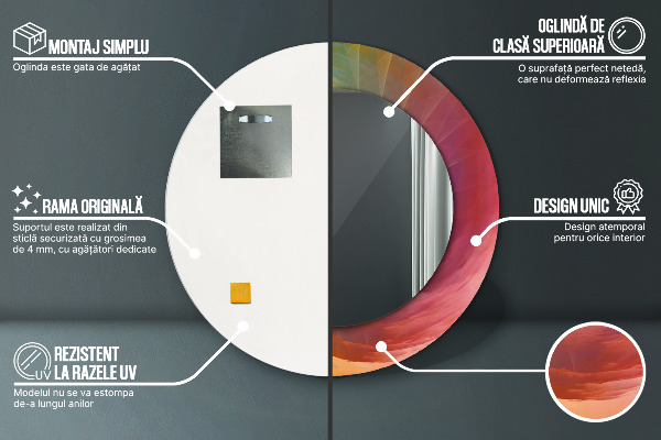 Round printed mirror Hypnotic spiral