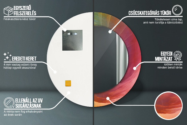 Round printed mirror Hypnotic spiral