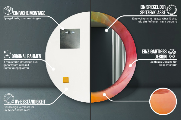 Round printed mirror Hypnotic spiral