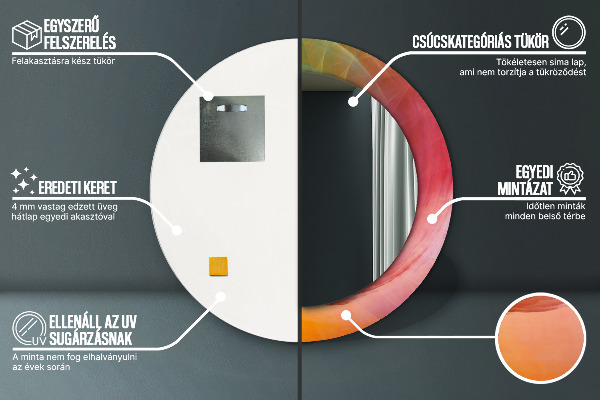 Round printed mirror Hypnotic spiral