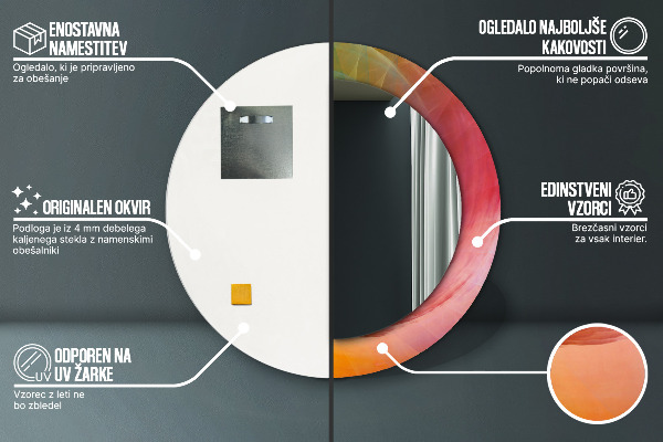 Round printed mirror Hypnotic spiral