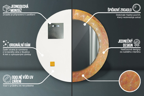 Round printed mirror Spiral abstraction
