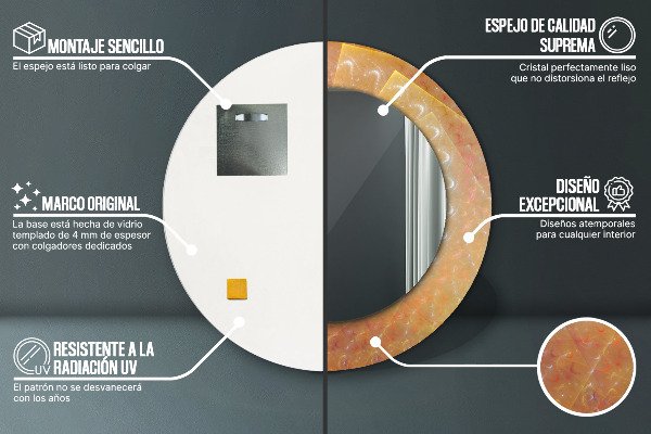 Round printed mirror Spiral abstraction