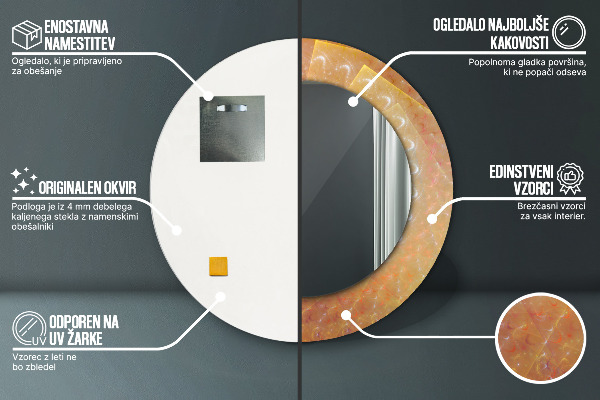 Round printed mirror Spiral abstraction