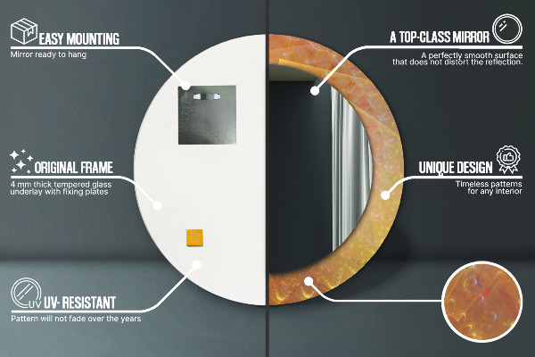 Round printed mirror Spiral abstraction