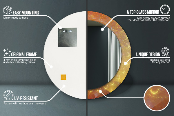 Round printed mirror Spiral abstraction