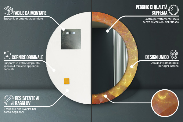 Round printed mirror Spiral abstraction
