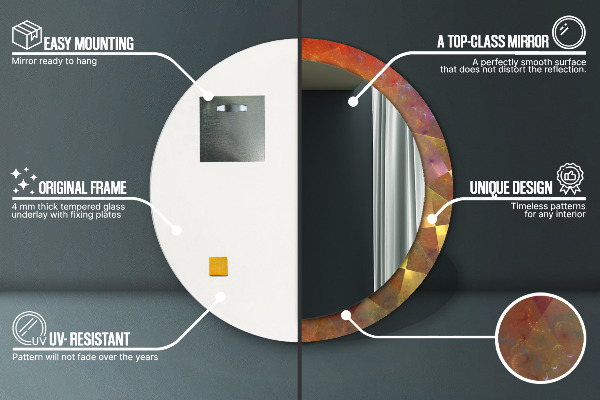 Round printed mirror Spiral abstraction