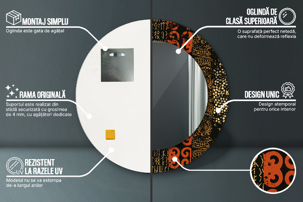 Round printed mirror Grunge abstract pattern