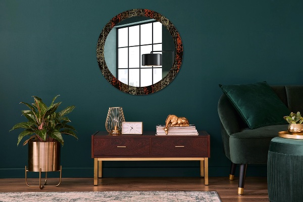 Round printed mirror Grunge abstract pattern