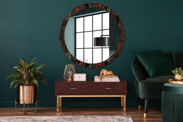 Round printed mirror Grunge abstract pattern