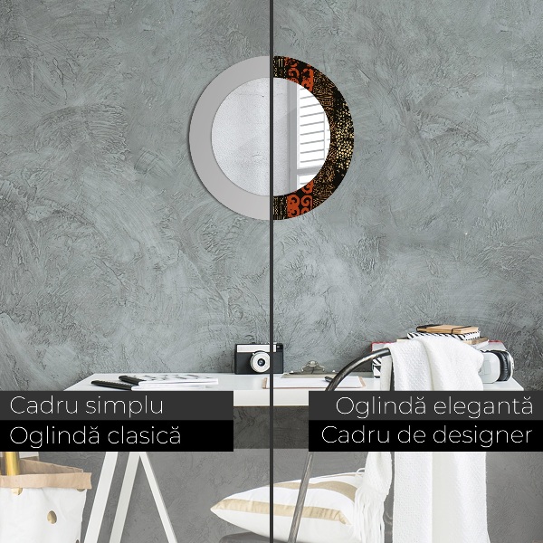 Round printed mirror Grunge abstract pattern