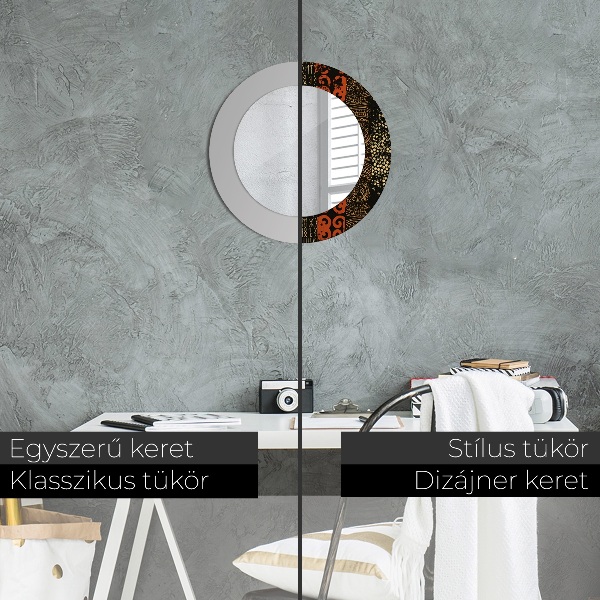Round printed mirror Grunge abstract pattern