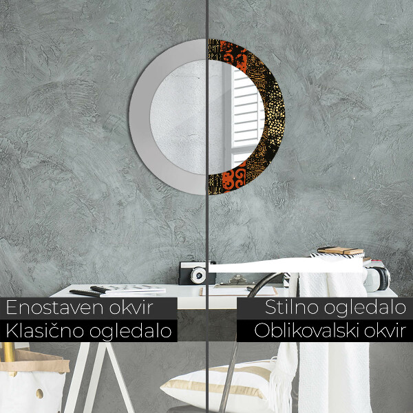 Round printed mirror Grunge abstract pattern