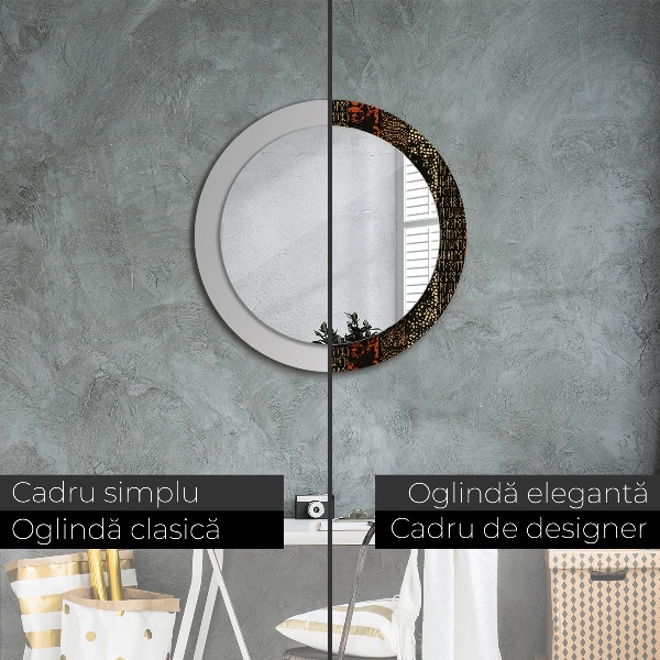 Round printed mirror Grunge abstract pattern