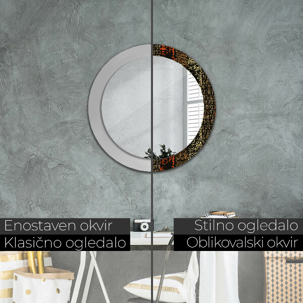 Round printed mirror Grunge abstract pattern