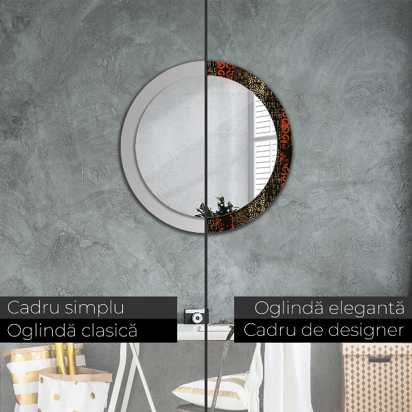 Round printed mirror Grunge abstract pattern