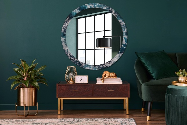 Round mirror frame with print Stormy sea