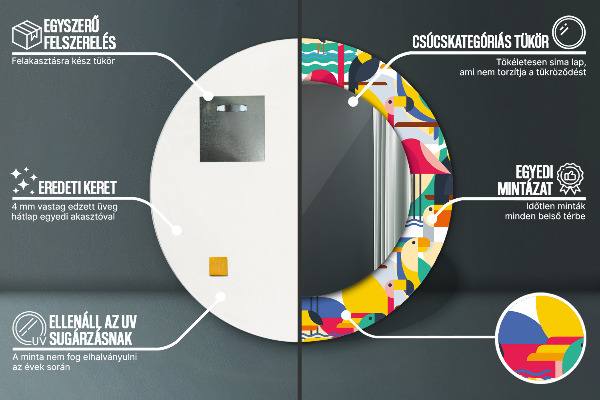 Ornate framed mirror Geometric tropical birds