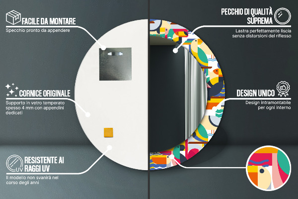 Ornate framed mirror Geometric tropical birds