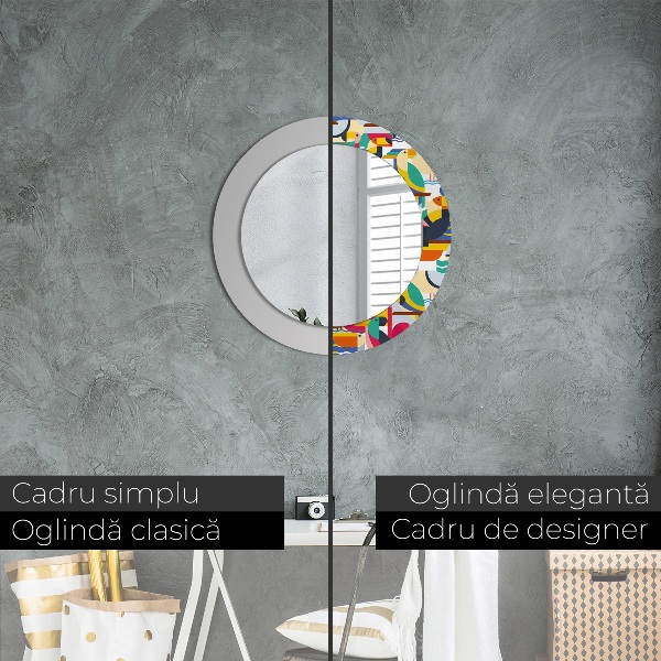 Ornate framed mirror Geometric tropical birds