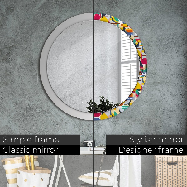 Ornate framed mirror Geometric tropical birds