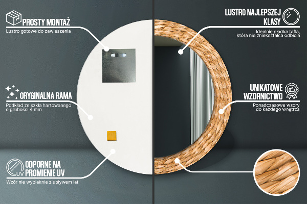 Ornate framed mirror Reed texture