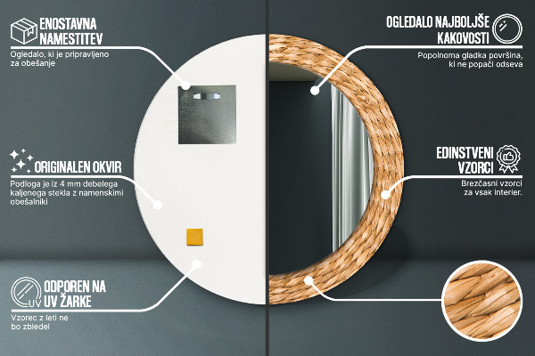 Ornate framed mirror Reed texture