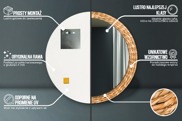 Ornate framed mirror Reed texture