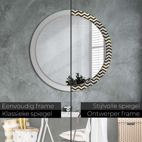 Round wall mirror design Zigzag pattern