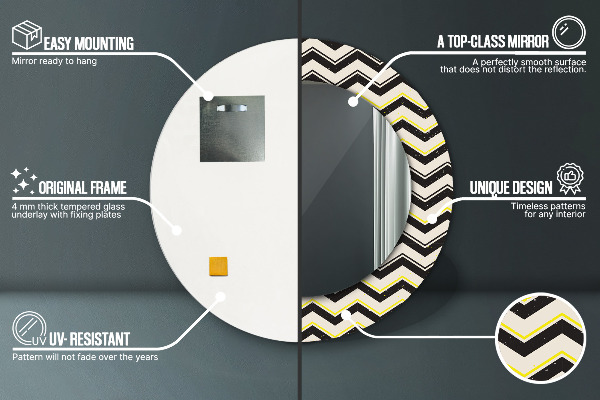 Round wall mirror design Zigzag pattern