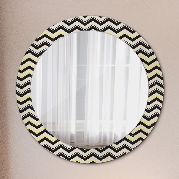 Round wall mirror design Zigzag pattern