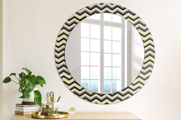 Round wall mirror design Zigzag pattern
