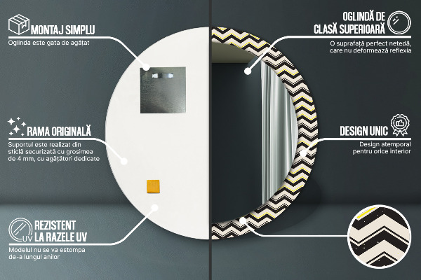 Round wall mirror design Zigzag pattern