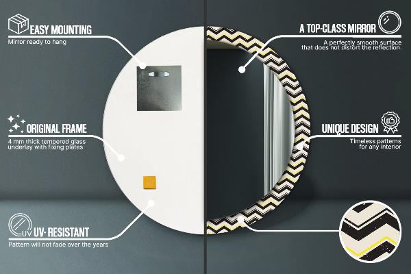 Round wall mirror design Zigzag pattern