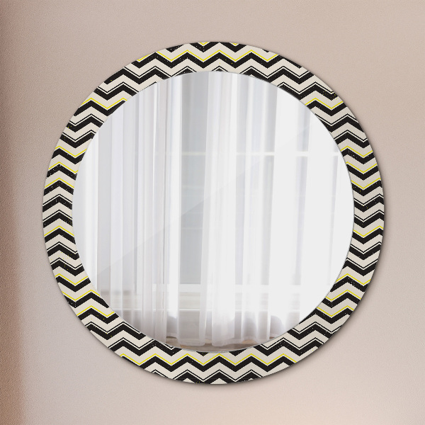 Round wall mirror design Zigzag pattern