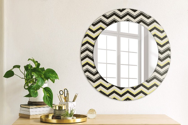Round wall mirror design Zigzag pattern