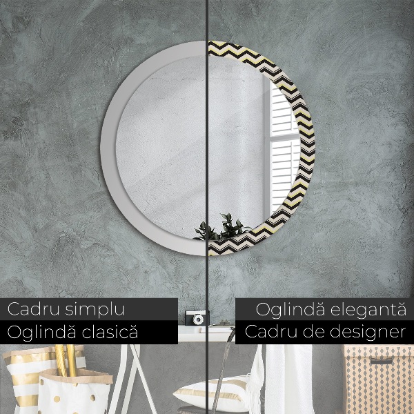 Round wall mirror design Zigzag pattern