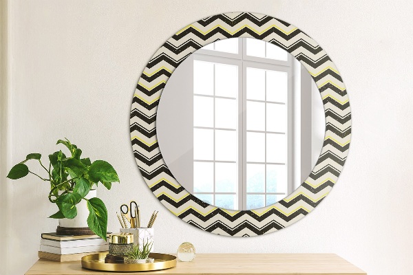 Round wall mirror design Zigzag pattern
