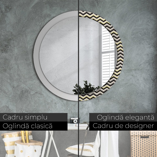 Round wall mirror design Zigzag pattern