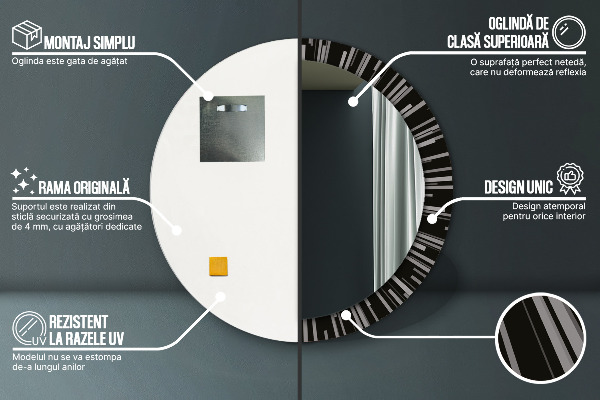 Round wall mirror design Radiant composition
