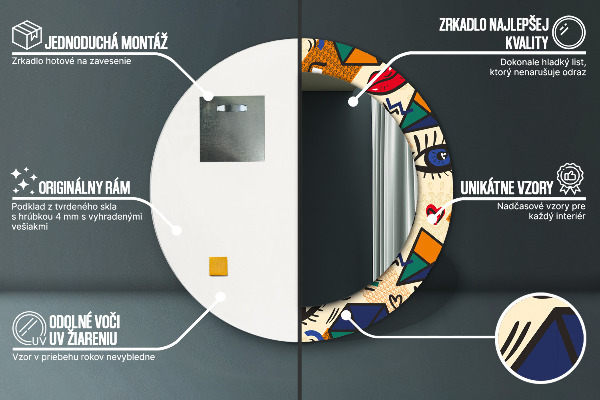 Round wall mirror design Pop art style