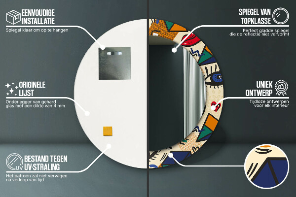 Round wall mirror design Pop art style