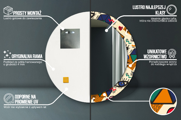 Round wall mirror design Pop art style